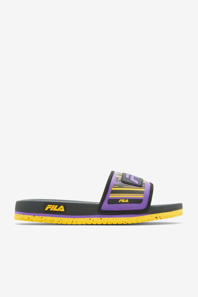 Fila Sandals Mens Black/Purple - Lunar Slide - Philippines 0936721-JC